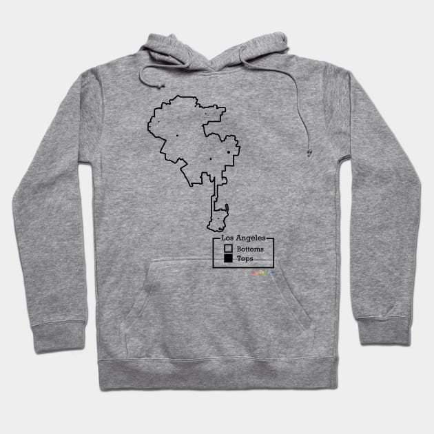 Los Angeles Bottoms / Tops Map Hoodie by GayOleTime